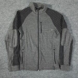 prAna 1/4 Zip Wool Blend Pullover Sweater Men's L Large Gray Outdoor Knit